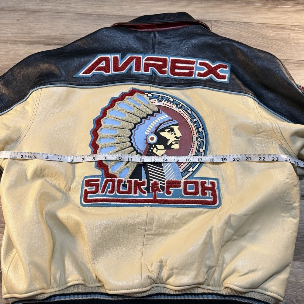 VTG Avirex Snuk & Fox Bomber Jacket Genuine Leather American Flight Jacket Men L - Picture 3 of 12